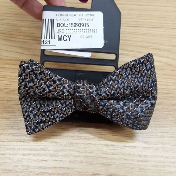 ALFANI Bow Tie Brown Micro Geometric Patterned Adjustable Elegant Formal - Picture 1 of 4